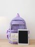 5pcs Colorblock Letter & Lace Up Decor Backpack Set