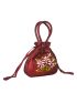 Floral Pattern Handbag, Women's Fashion Nylon Drawstring Phone Bag Double Handle Purse Mini Floral Graphic Drawstring Bucket Bag, Mothers Day Gift For Mom