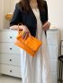 Neon-Orange Flap Square Bag