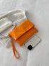 Neon-Orange Flap Square Bag