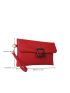 Neon Red Minimalist Flap Clutch Bag