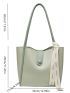 Twilly Scarf Decor Shoulder Tote Bag With Inner Pouch