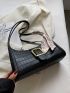 Crocodile Embossed Twilly Scarf Decor Baguette Bag