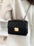 Mini Chevron Detail Flap Chain Square Bag