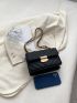 Mini Chevron Detail Flap Chain Square Bag