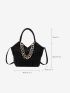 Ruched Detail Chain Decor Shoulder Tote Bag
