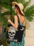 Skull Graphic Shopper Bag
