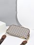 Geometric Pattern Contrast Piping Square Bag