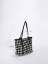 Plaid Pattern Shoulder Tote Bag