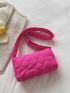 Neon Pink Quilted Flap Square Bag