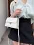 Geometric Embossed Flap Square Bag