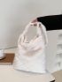 Stitch Detail Fluffy Hobo Bag