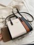 Letter Detail Colorblock Square Bag