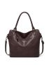 Litchi Embossed Studded Decor Shoulder Tote Bag, Mothers Day Gift For Mom