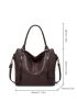 Litchi Embossed Studded Decor Shoulder Tote Bag, Mothers Day Gift For Mom