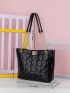 Quilted Chain Shoulder Tote Bag