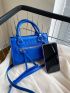 Mini Neon Blue Crocodile Embossed Square Bag