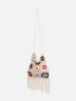 Colorblock Flower Design Fringe Decor Crochet Bag