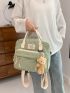 Patch Detail Functional Backpack With Bag Charm