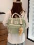 Patch Detail Functional Backpack With Bag Charm
