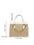 Colorblock Chain Decor Square Bag