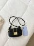 Crocodile Embossed Push Lock Flap Square Bag