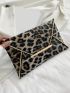 Leopard Print Metal Decor Flap Square Bag