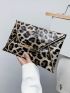 Leopard Print Metal Decor Flap Square Bag