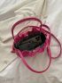 Minimalist Ruched Bag Small Double Handle Neon Pink