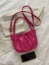Minimalist Ruched Bag Small Double Handle Neon Pink