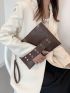 Crocodile Embossed Eyelet Decor Square Bag