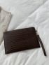 Crocodile Embossed Eyelet Decor Square Bag