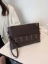 Crocodile Embossed Eyelet Decor Square Bag
