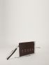 Crocodile Embossed Eyelet Decor Square Bag
