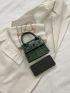 Mini Square Bag Crocodile Embossed Flap Chain PU For Daily Life
