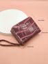 Crocodile Embossed Letter Decor Small Wallet
