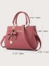 Pebble Embossed Bucket Bag With Bow Charm, Mothers Day Gift For Mom