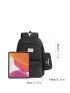 Letter Patch Functional Backpack With Coin Purse