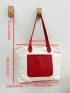 Neon Red Colorblock Letter Detail Shoulder Tote Bag