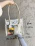 Contrast Binding Flap Transparent Square Bag Without Purse