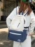 Color Block Letter Embroidered Functional Backpack