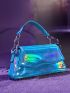 Mini Holographic Top Handle Flap Baguette Bag