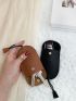 2pcs Litchi Embossed Snap Button Key Case Car Holder Case