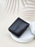 Letter Embossed Small Wallet With Zipper