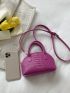 Mini Letter & Crocodile Embossed Dome Bag for Women