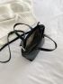 Litchi Embossed Double Handle Square Bag