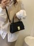Litchi Embossed Twist Lock Flap Square Bag