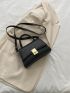 Litchi Embossed Twist Lock Flap Square Bag