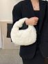 Minimalist Top Handle Fluffy Satchel Bag