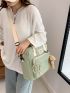 Patch Detail Functional Backpack With Bag Charm